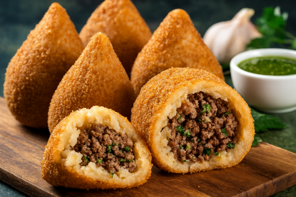 com-coxinhas-recheadas-de-carne-moida-temperada-com-cheiro-verde-1024x683 Recheios de coxinha para vender: 7 opções lucrativas