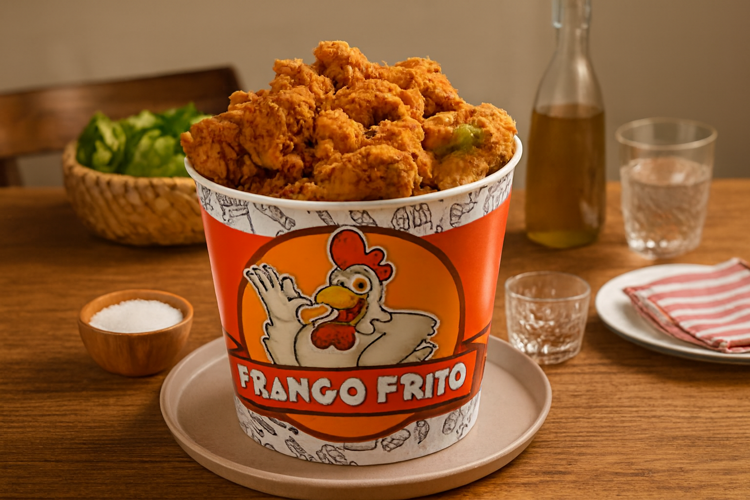 balde grande de frango frito