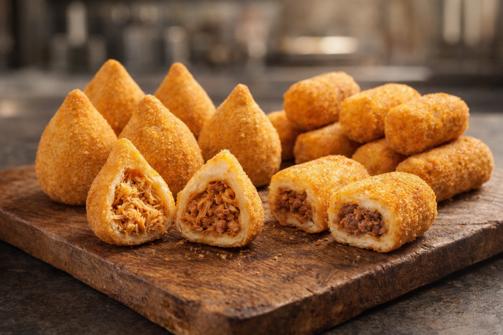 coxinha-e-bolinho-de-aipim-1024x683 Desfiador de Carne e Frango G.Paniz: Qual Modelo Escolher e Quantos Salgados Produz?