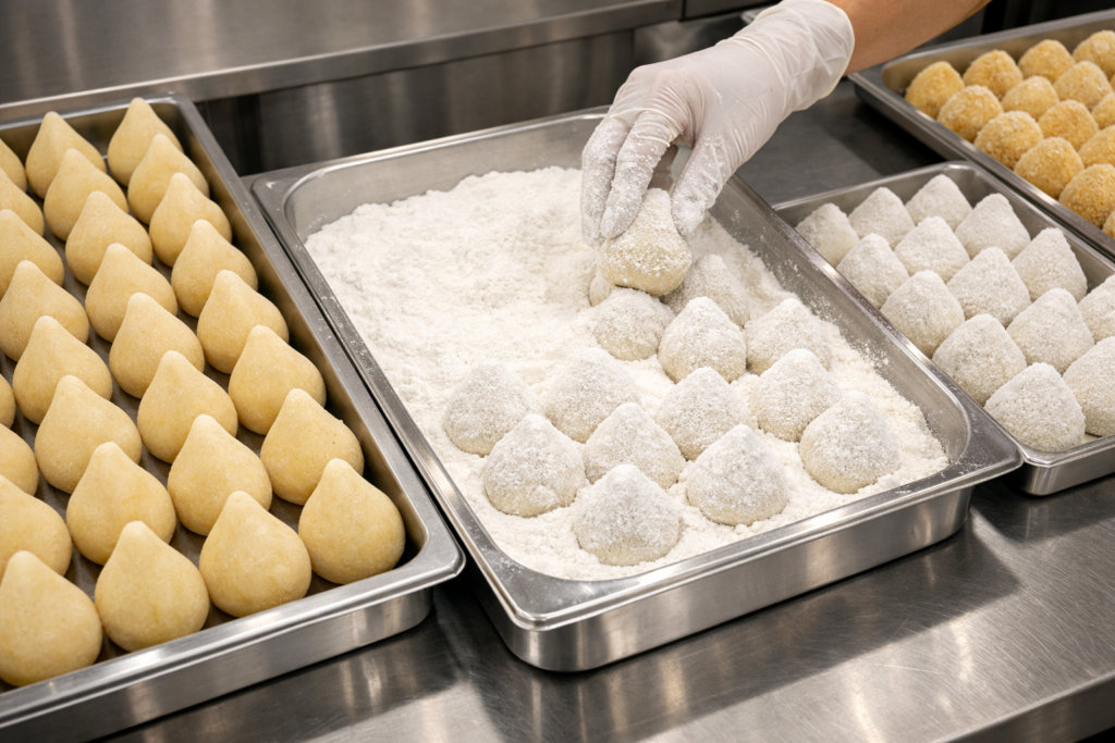 empanar-coxinhas-1024x683 Como empanar coxinha: métodos, misturas e técnicas para produção em escala