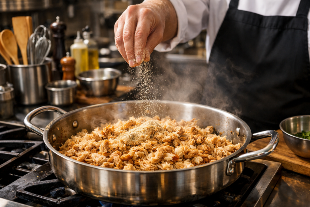 chef-temperando-frango-cozinha-profissional-8k.jpg-1024x683 Realçador de Sabor: O que é, tipos, Para que Serve e Como usar