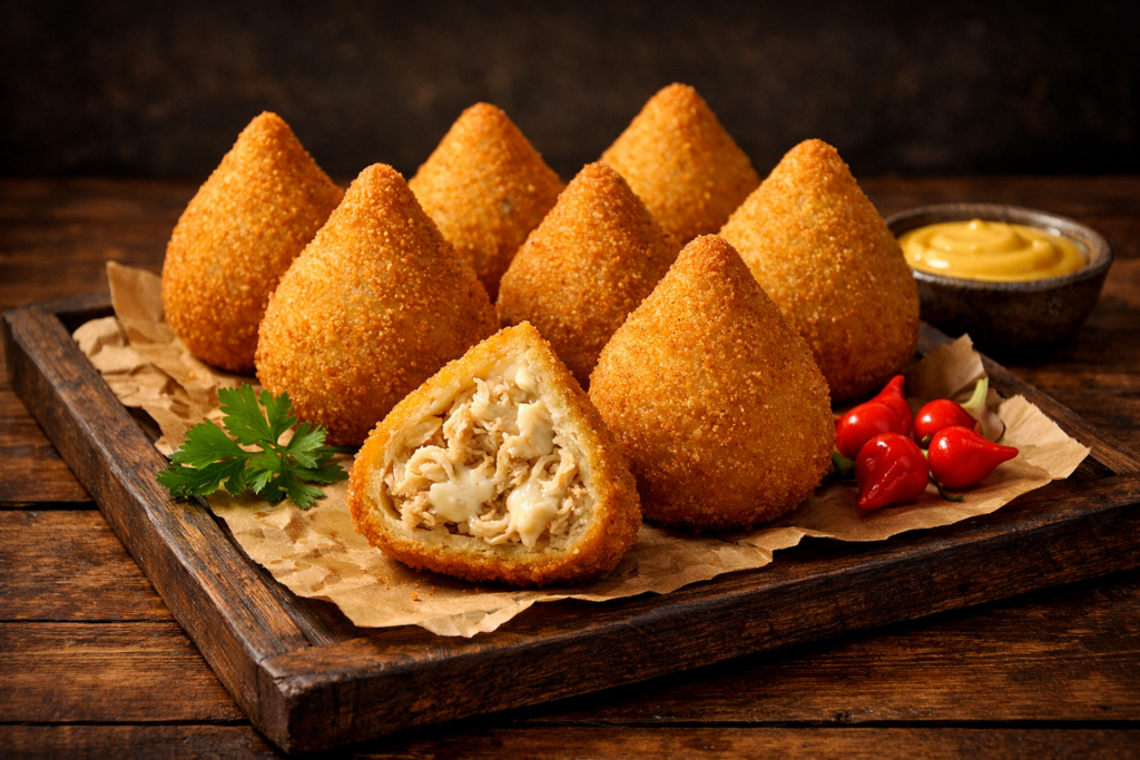 recheio-cremoso-de-frango-na-coxinha-1024x683 Recheio de Frango Cremoso para Coxinha, Tortas e Empadão — Receita Base Completa